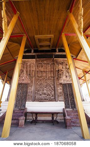Wat Guti BangkemTemple in Thailand. Khao yoi phetchaburi Thailand.Teak wood church