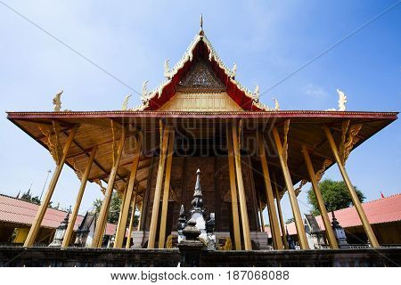 Wat Guti BangkemTemple in Thailand. Khao yoi phetchaburi Thailand.Teak wood church
