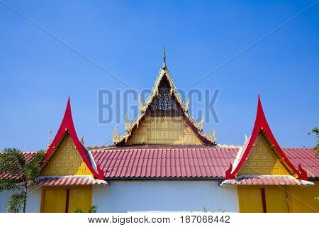 Wat Guti BangkemTemple in Thailand. Khao yoi phetchaburi Thailand.Teak wood church