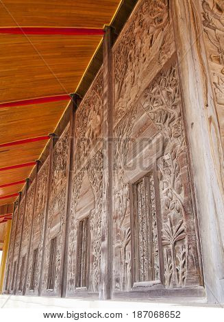Wat Guti BangkemTemple in Thailand. Khao yoi phetchaburi Thailand.Teak wood church