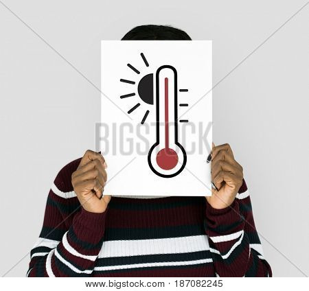 Hands holding billboard network graphic overlay