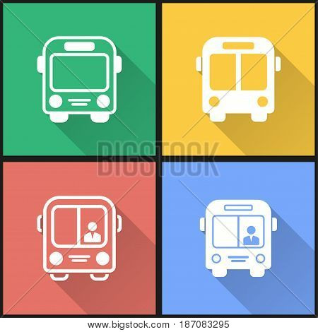 Bus vector icons set. Illustration isolated for graphic and web design.