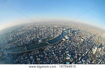 Tokyo skyline from the tower. Sumida. Tokyo. Japan.