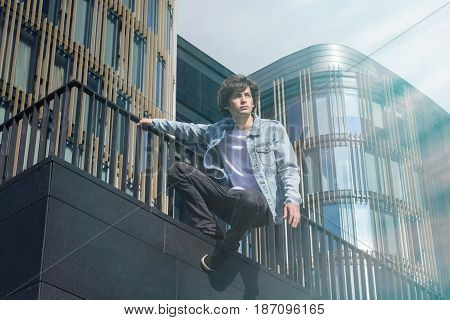 Young Man Doing Parkour In The City