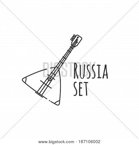 Balalaika icon in outline style isolated on white background. Russian country symbol stock vector illustration.