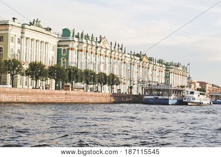 PETERHOF RUSSIA - May 17: Niva river Saint Petersburg Russia on May 17 2017.