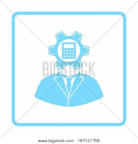 Analyst With Gear Hed And Calculator Inside Icon