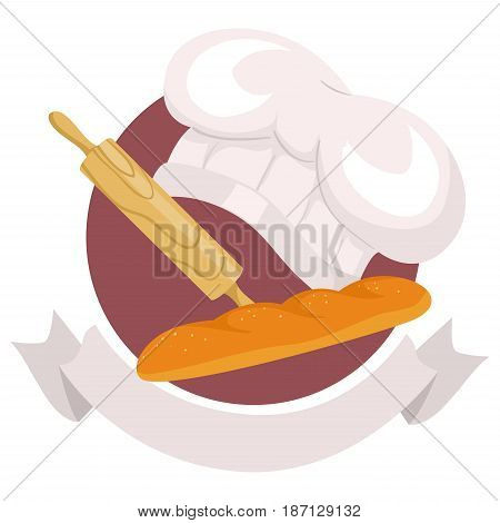 Vector Illustration of Baking Elements Icon with Ribbon Label