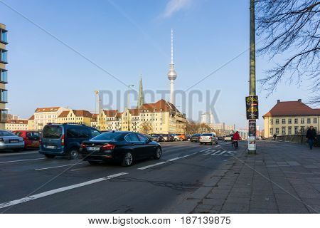 BERLIN, GERMANY- December 24, 2016: Tv tower or Fersehturm on December 24, 2016. BERLIN, Germany.