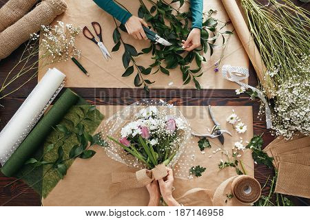 Florist Creating Flower Display