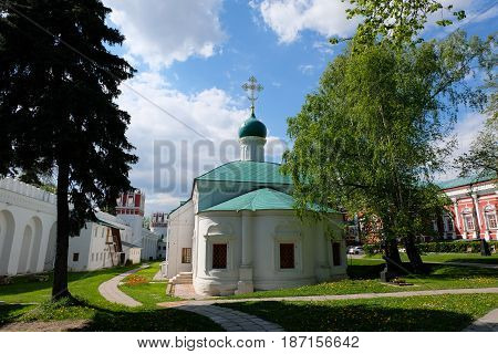Temple of the St. Ambrose Mediolanian - landscape view - Novodevichy Convent - Moscow, Russia