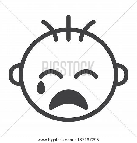 Baby boy cry line icon, child and infant, vector graphics, a linear pattern on a white background, eps 10.