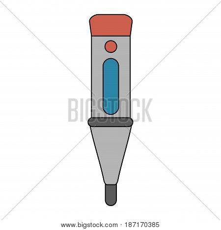 color image cartoon digital thermometer with button vector illustration