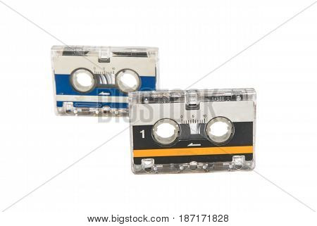 Retro stereo cassette isolated on white background