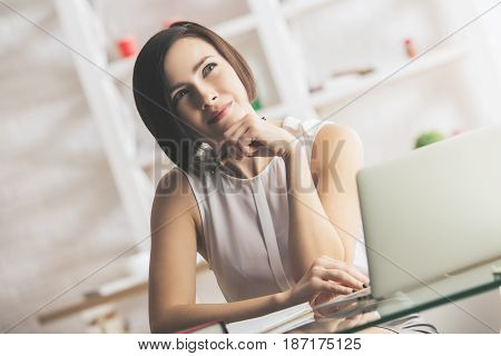 Young Lady Using Notebook