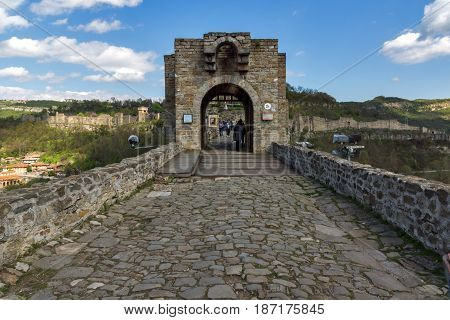 VELIKO TARNOVO, BULGARIA - 9 APRIL 2017: Ruins of The capital city of the Second Bulgarian Empire medieval stronghold Tsarevets, Veliko Tarnovo, Bulgaria