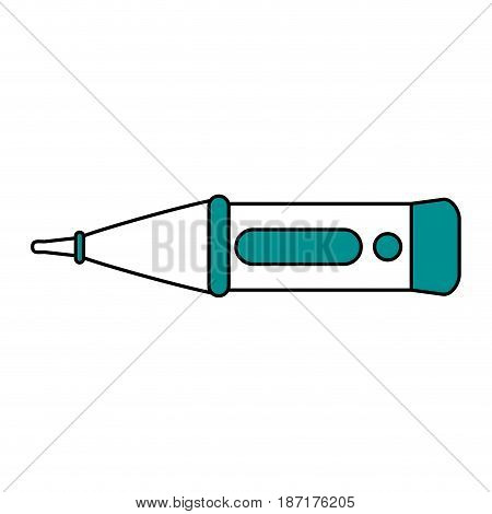 color silhouette image cartoon horizontal view digital thermometer with button vector illustration
