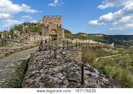 VELIKO TARNOVO, BULGARIA - 9 APRIL 2017: Ruins of The capital city of the Second Bulgarian Empire medieval stronghold Tsarevets, Veliko Tarnovo, Bulgaria