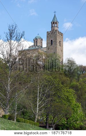 VELIKO TARNOVO, BULGARIA - 9 APRIL 2017: Ruins of The capital city of the Second Bulgarian Empire medieval stronghold Tsarevets, Veliko Tarnovo, Bulgaria