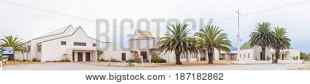 LANGEBAAN SOUTH AFRICA - MARCH 31 2017: The Dutch Reformed Church church hall and historic small church in Langebaan on the Atlantic Coast of the Western Cape Province
