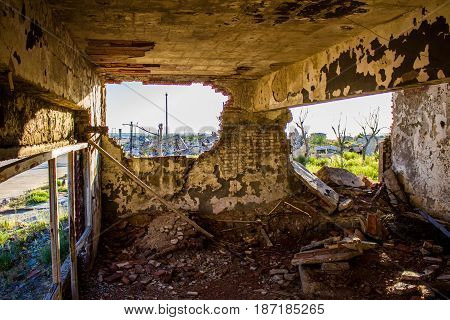 Ruins of the flooded city of Epecuen in the Province of Buenos Aires