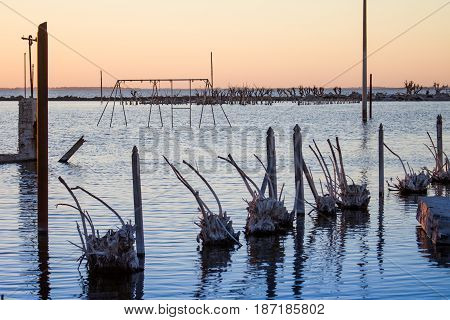Ruins in the flooded city of Epecuen in the Province of Buenos Aires.
