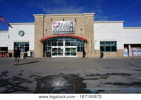 BAY VIEW, MICHIGAN / UNITED STATES - NOVEMBER 26, 2016: One may purchase groceries at the D&W Fresh Market in Bay View.