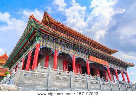 Nonthaburi, Thailand - May 11, 2017 : Wat Borom Racha Kanchana Phisake (wat Leng Noei Yi 2 Most Beau