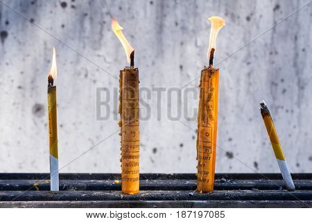 Lampang, Thailand - December 21, 2016 : North Thai Culture Have Special Spell Candle With Spell Text