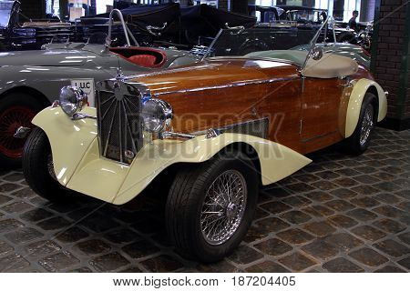 KRASNOGORSK RUSSIA-FEBRUARY 23 2016: Sports Roadster Triumph GT-6 in the Museum of technology Zadorozhnogo. Krasnogorsk Moscow region.