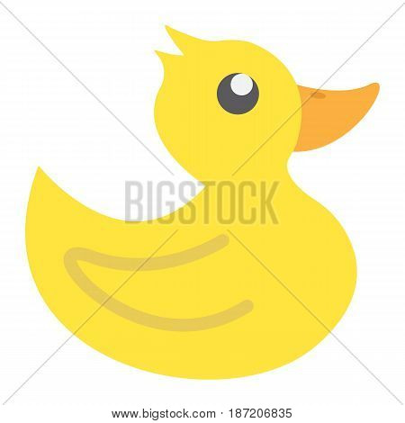 Rubber duck flat icon, baby toy and shower, vector graphics, a colorful solid pattern on a white background, eps 10.