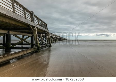 Long exposure of the pier of Saint Jean de Monts (Vendee, France)