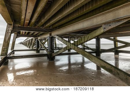 Long exposure under the pier of Saint Jean de Monts (Vendee, France)