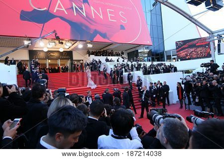 Photographer  attends the 'Ismael's Ghosts (Les Fantomes d'Ismael)' screening and Opening Gala during the 70th annual Cannes Film Festival at Palais des Festivals on May 17, 2017 in Cannes; France. 