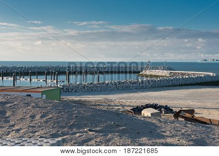 Construction of a port facility in Cadzand Holland on the North Sea