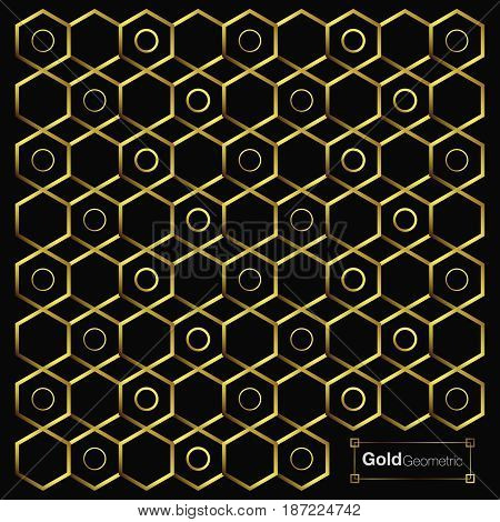 gold Hexagon background texture. Golden geometric background. Abstract geometric pattern.
