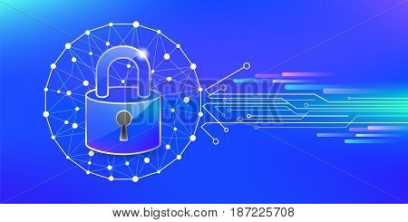 Cyber security protect online. Key code protection icon on data internet technology. vector illustration
