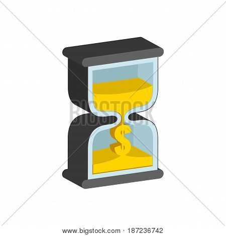 Sandclock, Time Is Money Concept Symbol. Flat Isometric Icon Or Logo. 3D Style Pictogram For Web Des