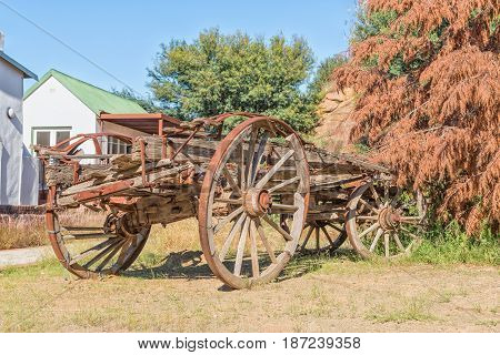 View of an old ox-wagon on display in Philippolis the oldest town in the Free State Province