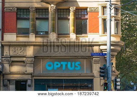 Optus Sign On Elizabeth Street In Melbourne Central Business District, Cbd