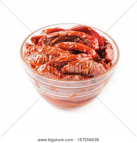 Italian Appetizer - Sundried Tomato In Bowl On The White Background