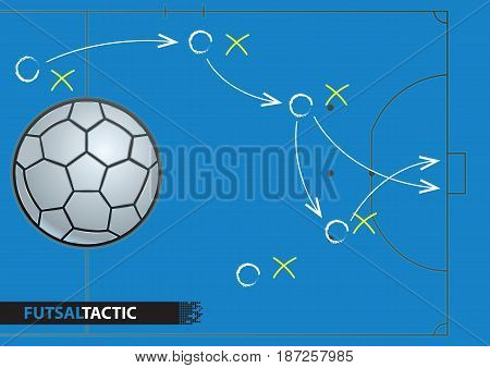 Futsal game strategy plan. Vector illustration. Sport infographics element.
