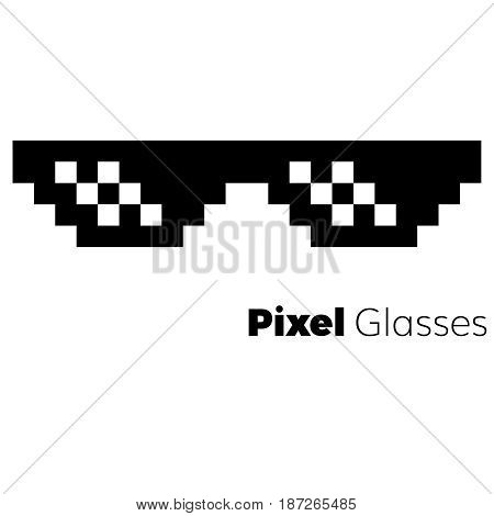 Pixel glasses  vector icon   eps 10 glasses