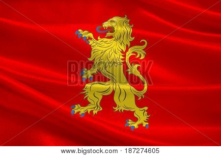 Flag of Valenciennes is a commune in the Nord department in northern France. 3d illustration