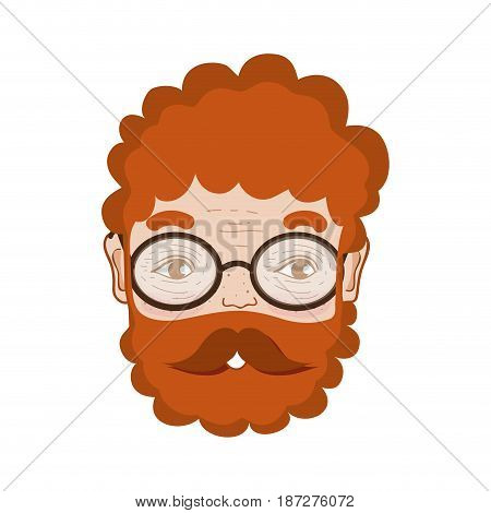 cute man face with glasses and bearb, vector illustration