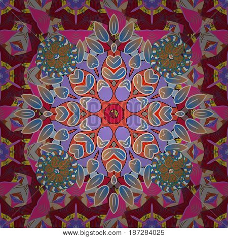 Tiled Mandala Design Best For Print Fabric Or Papper And More. Boho Style Flower Seamless Pattern. R