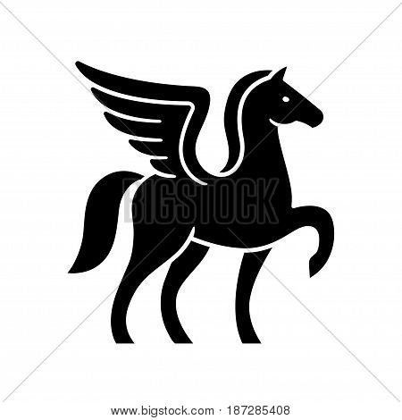 Pegasus logo template. Stylized winged horse silhouette isolated vector illustration.