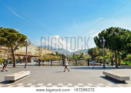 People Walking And Relaxing At Promenade Du Paillon