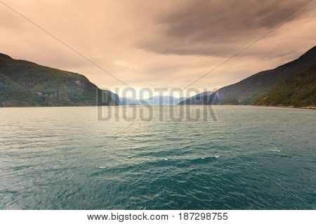 Mountains Landscape And Fjord In Norway