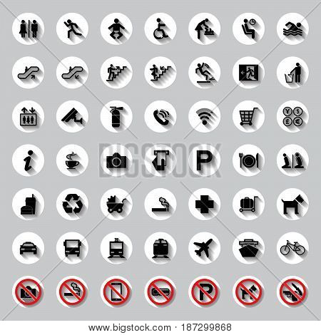 Public circle signs vector set symbol illustration